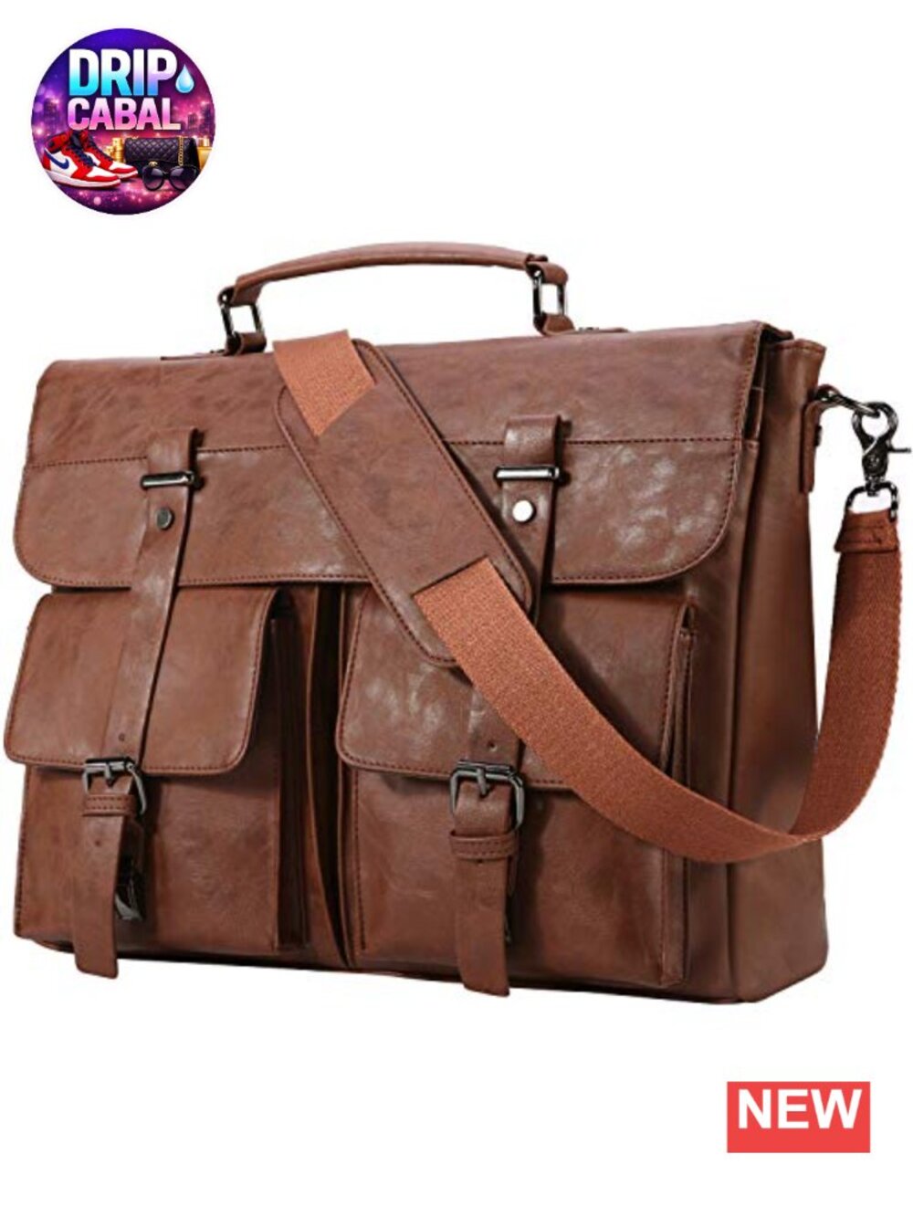 PU Leather Messenger Bag Laptop Briefcase Satchel for Men